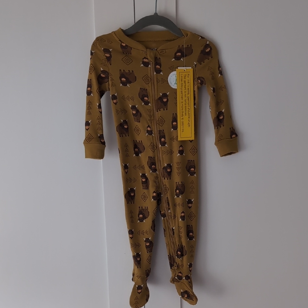 dip Mustard Bear Print Kids Footie